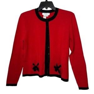 Coldwater Creek Silk Cardigan Red and Black Size 12